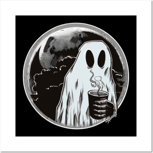 Spooky Moon Ghost drink Coffee Posters and Art